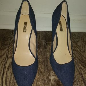 GUESS "Gweloya" Denim Heels